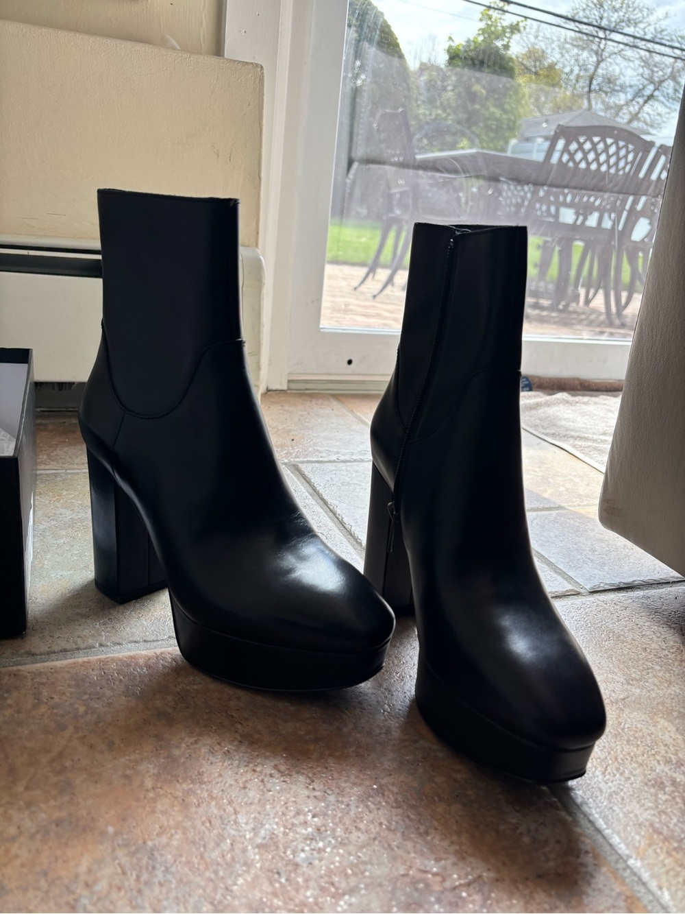 Ash Black Leather Platform Ankle Boots